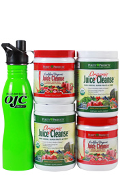 Organic Juice Cleanse (OJC) Variety 4 Pack - 2 Greens + 2 Reds + Stainless Steel Sport Bottle